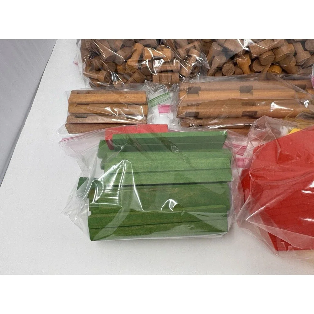 Vintage Lincoln Logs Wooden Building Pieces Lot ~290 Pieces Sorted Clean (A)